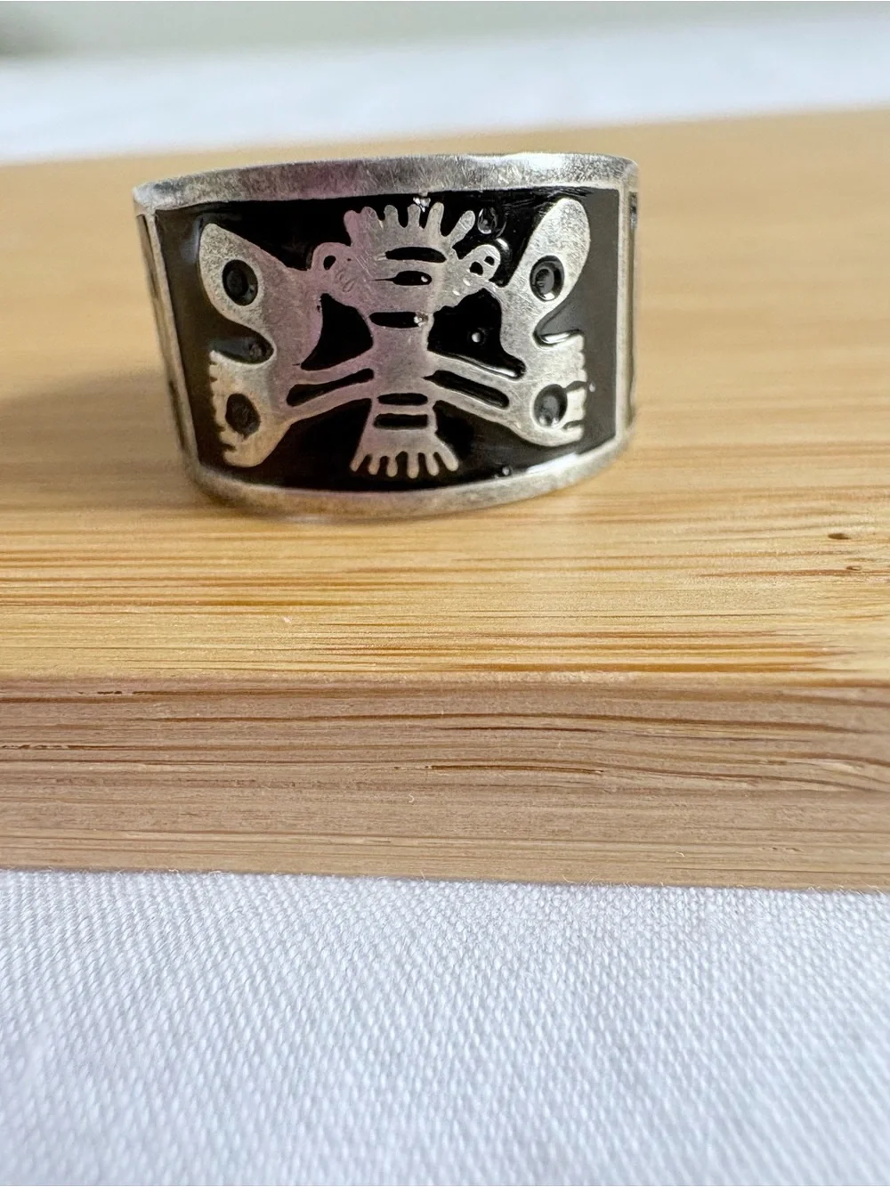Sterling Silver Black Tribal Women’s Band Ring Size 6.5